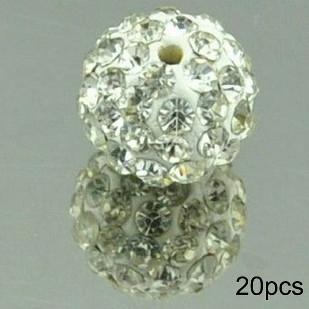 20Pcs Quality Czech Crystal Rhinestones Pave Clay Round Disco Ball Spacer Beads